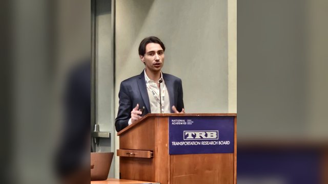 Giovanni Albano speaking from a Transportation Research Board lectern