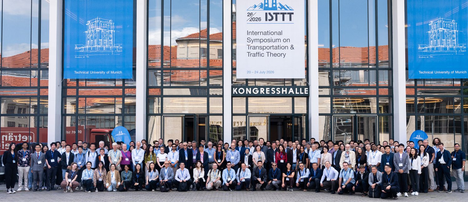 ISTTT26 participants posing outside the congress hall at the Technical University of Munich